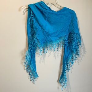 Bright Blue Triangle Scarf from Sicily